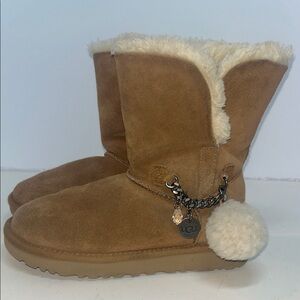 UGG Chestnut Suede Boots with Cream Fur